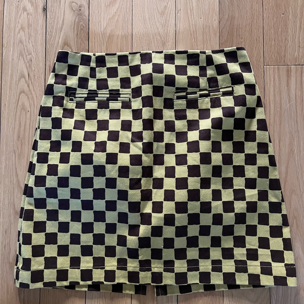 Checkered yellow and brown mini Skirt size XS